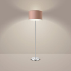 Vector 3d Realistic Render Illuminated Lamp Closeup. Floor Lamp. Template of Electric Torchere for Interior Design, Energy Furniture. Home Equipment in Simple Modern Style