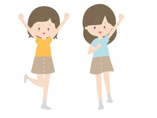 元気に応援する女の子