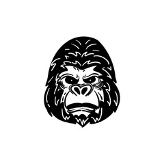 Gorilla head portrait hand drawn logo badges template