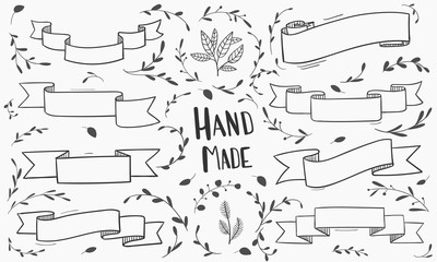 set of elements labels ribbon vector