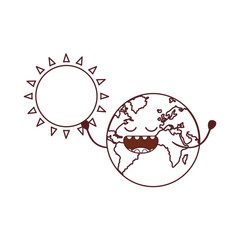planet earth kawaii isolated icon