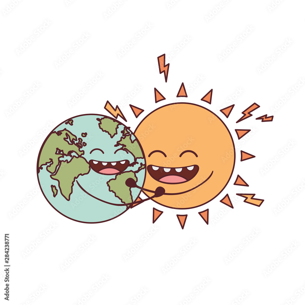 Poster planet earth kawaii isolated icon vector illustration