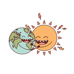 planet earth kawaii isolated icon vector illustration