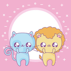 cute cat with lion baby animals kawaii style