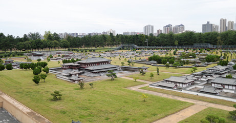 Shot of Ancient Chinese temple pagoda castle palace