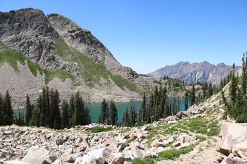 White Pine Lake from mountain pass near Alta, Utah