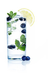 Tonic water on white background.