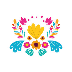 garland with flowers and leafs isolated icon
