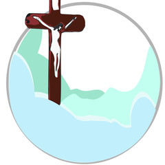 crucified Jesus Christ,  frame, white  background, Vision