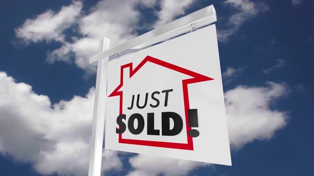 Just Listed Sold Real Estate Home for Sale Sign 3d Animation