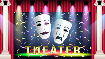 Theatrical scene and masks