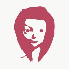 Little girl front view silhouette. Cute adolescent girl portrait.