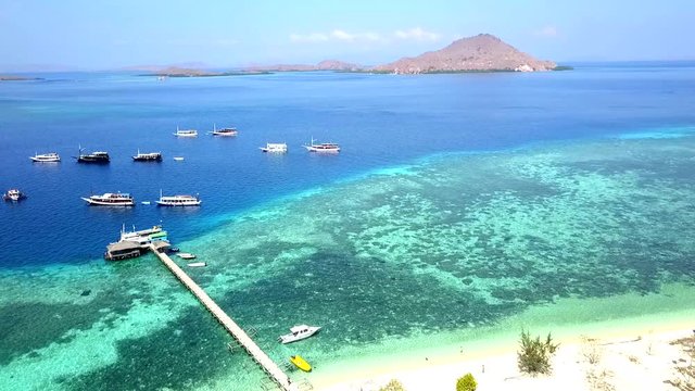 aerial view of the pier on kanawa island, Labuan Bajo