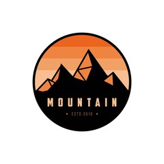 Mountain badge logo design vector template.creative mountain illustration	
