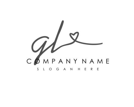 GL Initial handwriting logo vector