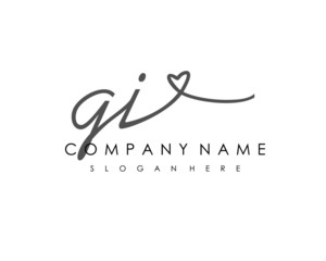 GI Initial handwriting logo vector