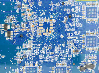 close-up of electronic circuit board with processor