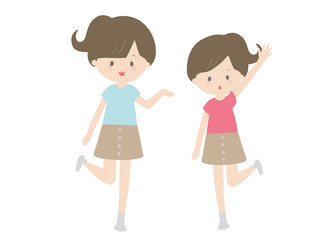 ポニーテールのかわいい姉妹