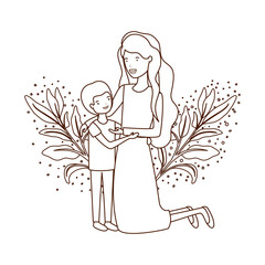 woman with son avatar character