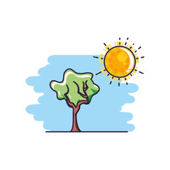 tree plant nature with sun