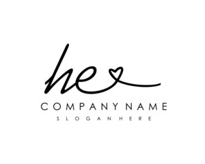 HE Initial handwriting logo vector