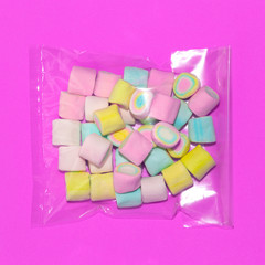 Chemical Food in a plastic bag. Plastic life. Problems