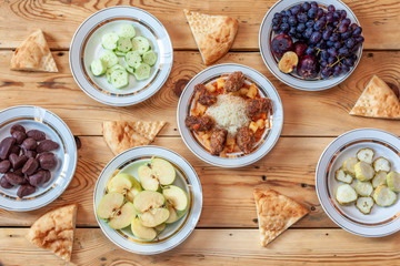 Table full with different foods