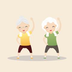 Elderly People Exercising Concept.