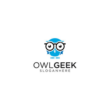 Owl Logo Icon Education Design . Owl Geek Logo Template Illustration Design. Vector EPS 10.