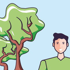 young man with trees plants nature