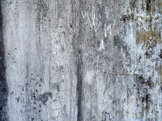 The old plaster wall art has water clabata and black fungus, Closeup old weathered concrete wall texture, With black stains on the wall