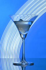 martini glass on backlight background