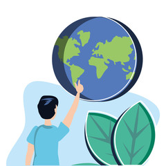 Isolated planet and man avatar design