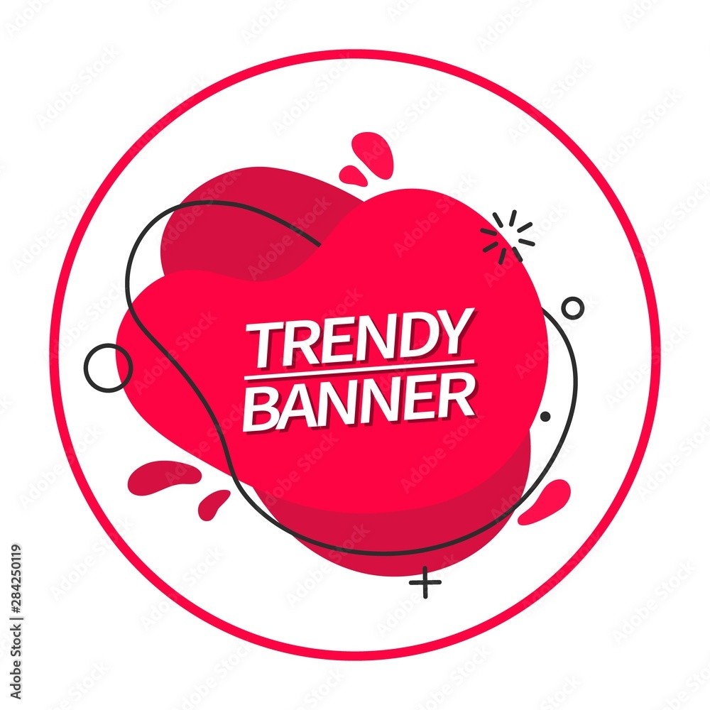 Poster Red banner fluid shape. Vector trendy bright abstract banner. Template ready for use in web or print design.