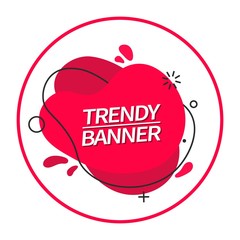 Red banner fluid shape. Vector trendy bright abstract banner. Template ready for use in web or print design.