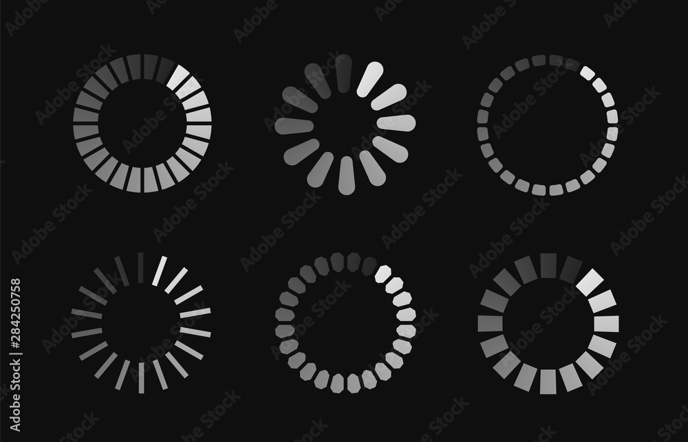 Poster Loading icon collection. Progress bar for upload download round process. Vector loader icon, element for website, app, software, ui and game.
