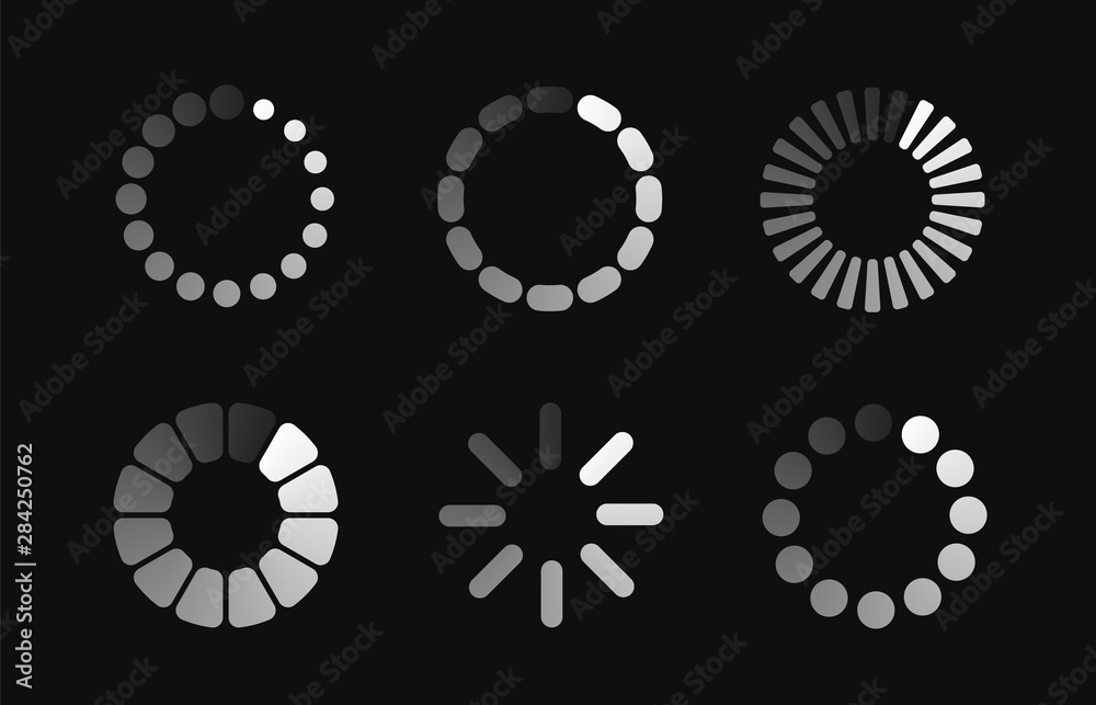 Poster Set loading icon. Progress bar for upload download round process. Loading icon, element for website. Vector concept element for web design, software, app and interface design.