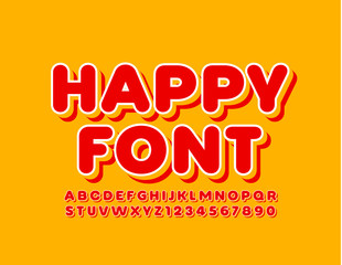 Obraz premium Vector colorful Font. Red and Yellow Alphabet Letters, Numbers and Symbols for Children.