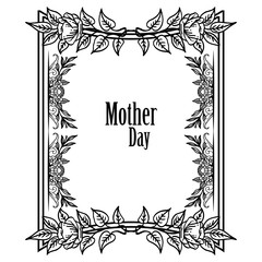 Black white wreath frame, decoration banner mother day. Vector