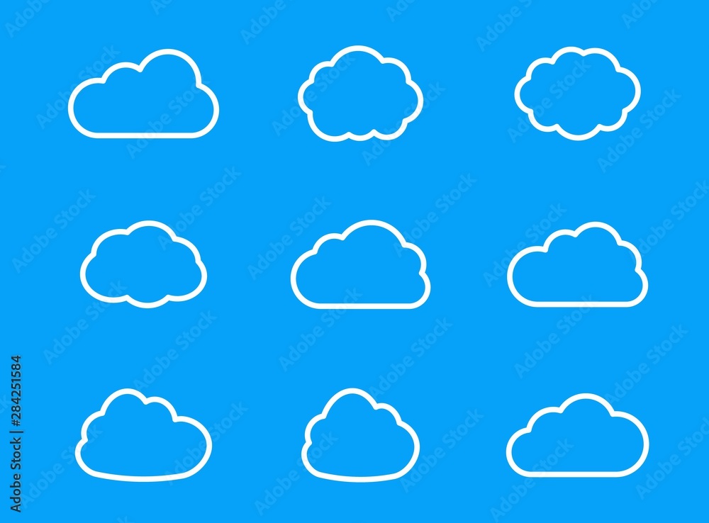 Aufkleber cloud icons. vector flat symbol for web design, app, ui and logo. storage solution element, database