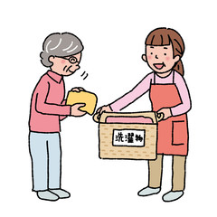 洗濯物　ヘルパー　高齢者　イラスト