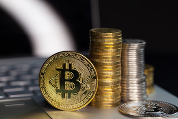 Crypto-currency,  Bitcoin internet virtual money. Currency Technology Business Internet Concept.