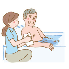 お風呂　介助　介護士　ヘルパー　イラスト