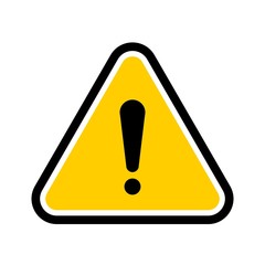 Yellow triangular hazard warning symbol. Vector danger icon and sign of warn for use on web, typography, app, interface design, on the road and construction.