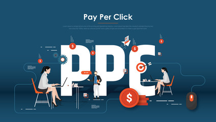 PPC pay per click advertising - obrazy, fototapety, plakaty