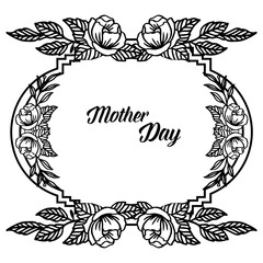 Elegant wallpaper of greeting card mother day, decoration beautiful wreath frame. Vector
