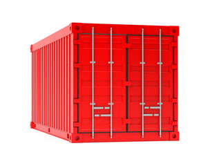 Shipping freight container. Red intermodal container