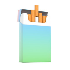 Open pack of cigarettes. Colored blank paper package