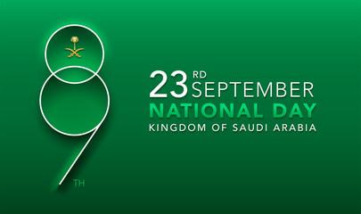 logo design Anniversary 89 years The national holiday of the Kingdom of Saudi Arabia, is celebrated on September 23rd minimal graphic design 