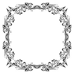Floral filigree frame. Decorative square design element
